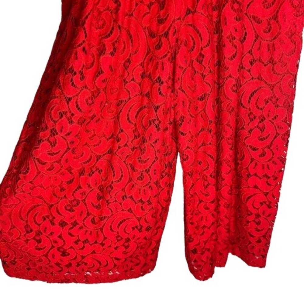 Moulinette Soeurs (Anthropologie) Jaeda Lace Wide-Leg RedJumpsuit, size 4 - Picture 4 of 6
